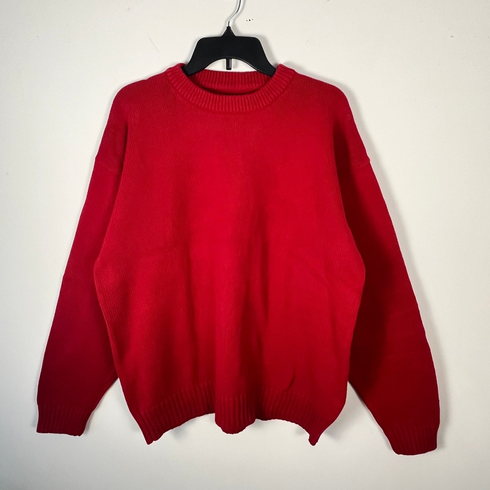 Eddie Bauer Sweater Men Large Tall Red Cotton Crew Neck Outdoor Classic Gorpcore